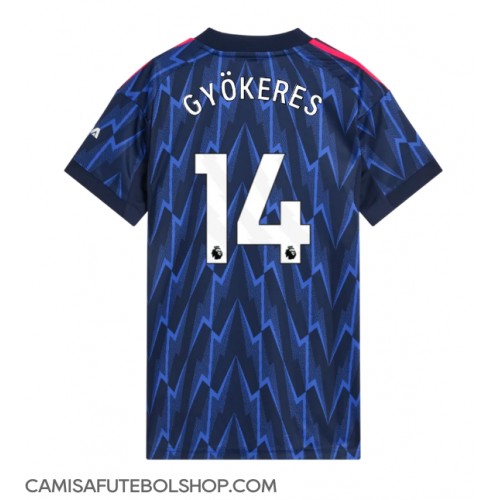 Camisa de time de futebol Arsenal Viktor Gyokeres #14 Replicas 2º Equipamento Feminina 2025-26 Manga Curta